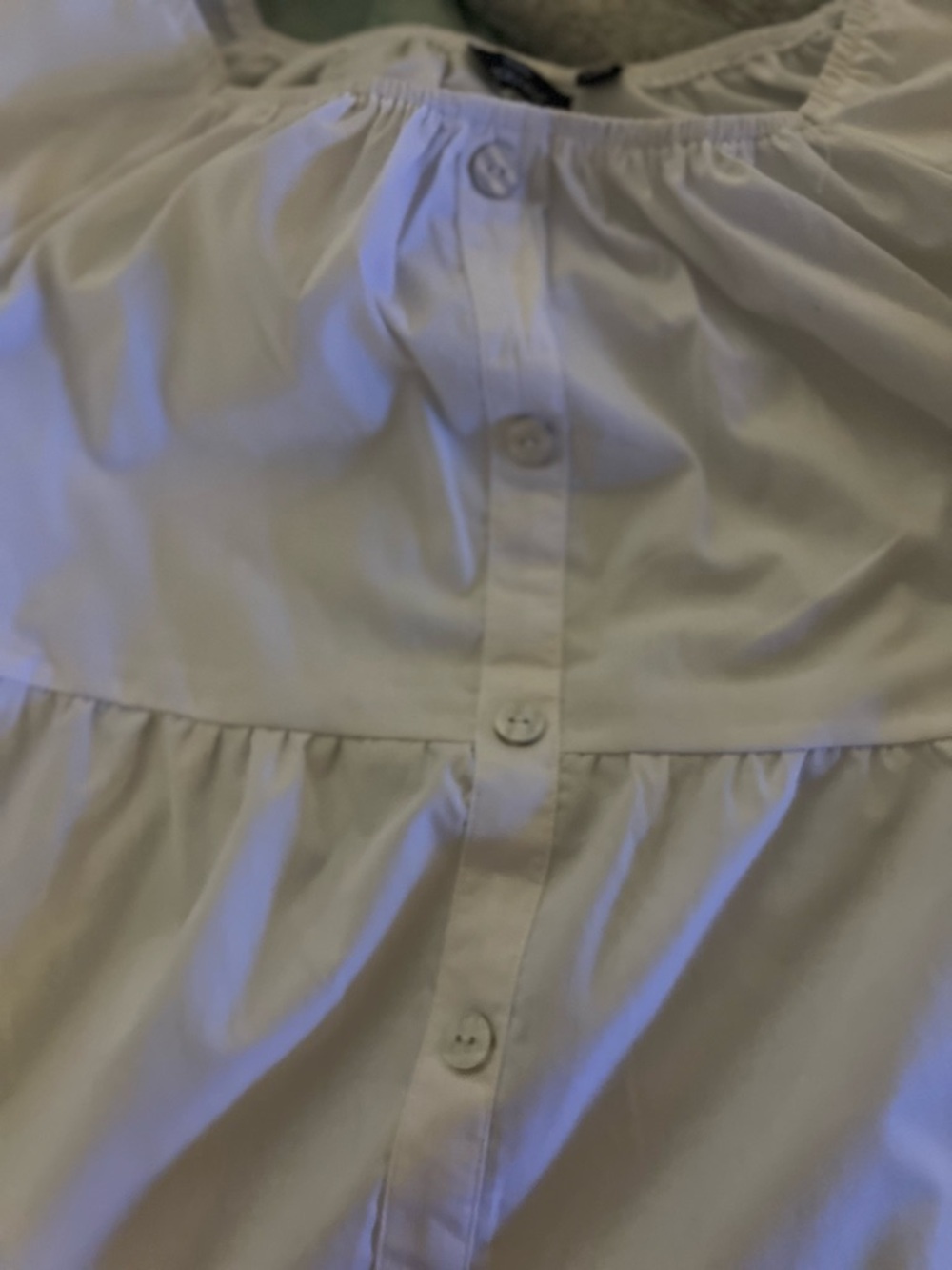 Mlle Gabrielle White Tiered Button-Front Dress - Picture 3 of 5